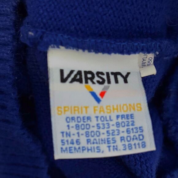Vintage Varsity Cheerleading Sweater Collegiate Coed HUSKIES Blue White - Picture 5 of 6